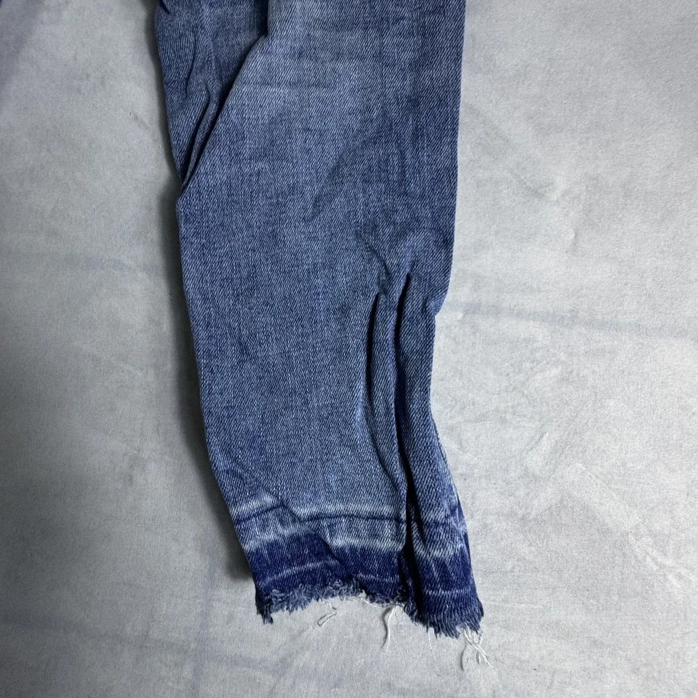 Justice Straight Jeans Girls 12 Blue Denim Stretch Frayed Hem Distressed Grunge